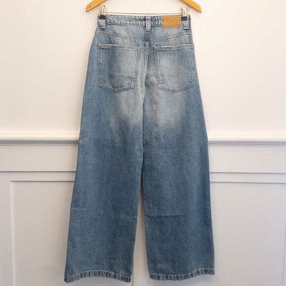 Cotton On Super Baggy Wide Leg Jeans Size 26 Light Wash Stripe Detail - Picture 2 of 4